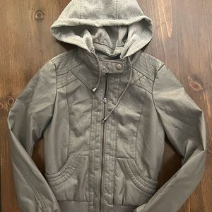 Gray Faux Leather Jacket